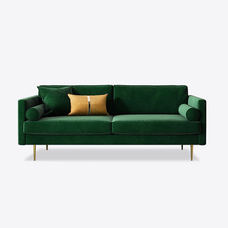 Mid-Century Modern Velvet Loose Back Sofa 31.5" H Square Arm Settee Clearhalo 'furn' 'furn_sofas' 'Furniture' 'furniture_sofas' 'kitchen' 'kitchen_sofas' 'Living Room Furniture' 'Sofa' 'sofas' 1200x1200_4af4c825-669a-4de6-ba77-2cdaea732d9f