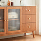 Stone Top Sideboard Modern Cherry Wood with Glass Door in Teak Clearhalo 'buffet_sideboard' 'Buffets & Sideboards' 'furn' 'furn_buffet_sideboard' 'Furniture' 'Kitchen & Dining Furniture' 1200x1200_4af6d65a-8e00-4f45-abca-749f8cb757e8