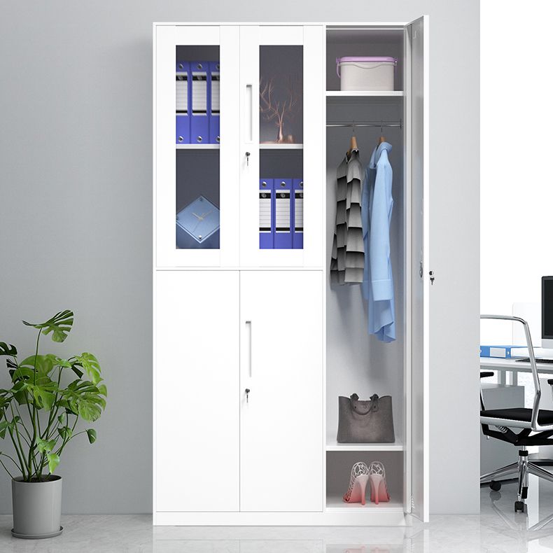35.5"L x 19.5"W x 73"H White Wardrobe Armoire with Garment Rod Steel Wardrobe Cabinet Clearhalo 'Armoires & Wardrobes' 'armoires_wardrobes' 'Bedroom Furniture' 'furn' 'furn_armoires_wardrobes' 'Furniture' 1200x1200_4af6f2b7-2dca-44fc-8b60-fc14b824cd92