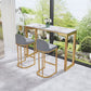 Glam White Marble Table with Rectangle Table Top Gold Sled Table - 42" H Clearhalo 'Bar Furniture' 'Bar Tables' 'bar_tables' 'furn' 'furn_bar_tables' 'Furniture' 'furniture_bar_tables' 'Kitchen & Dining Furniture' 1200x1200_4af7bd1c-b6a9-4b4f-9680-3d033c795644