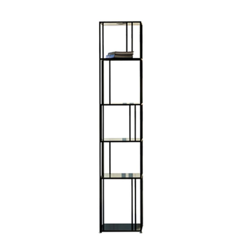 Industrial Vertical Open Etagere Bookshelf Iron Frame Glass Shelf Bookshelf Clearhalo 'Bookcases' 'furn' 'furn_bookcases' 'Furniture' 'furniture_bookcases' 'kitchen' 'kitchen_bookcases' 'Living Room Furniture' 'Office Furniture' 1200x1200_4afaa199-5e34-4f58-95a3-d6166443bb30