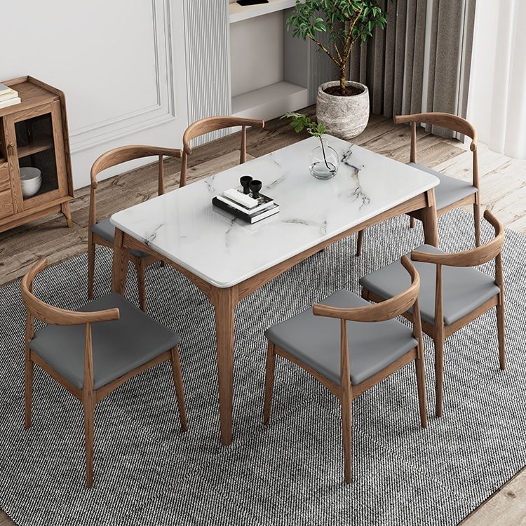 Medieval Modern Sintered Stone Table Kitchen Rectangle White Top Table with 4 Wood Legs Clearhalo ' dining_table' 'Dining Tables & Seating' 'Dining Tables' 'furn' 'furn_dining_table' 'Furniture' 'furniture_dining_table' 'Kitchen & Dining Furniture' 'kitchen&dining_furn' 'kitchen' 'kitchen_dining_table' 1200x1200_4afb9db3-a170-4f9a-9d2e-9c9bf34b9e80