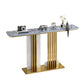Tavolo console di accento rettangolare contemporaneo con base dorata/nera