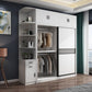 White Modern Wardrobe Armoire Engineered Wood Sliding Door Wardrobe with Drawer