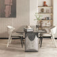 Modern Style Rectangle Glass Dinner Table with Double Pedestal