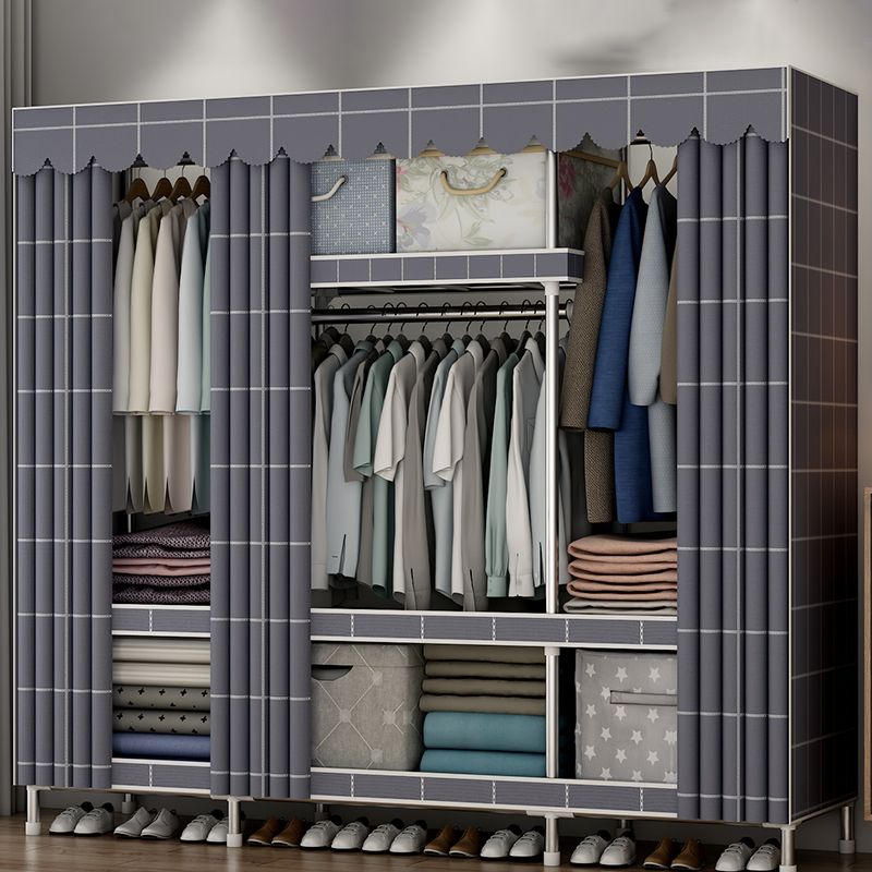 Modern Style Bedroom Wardrobe Metal Wardrobe Closet with Shelves Clearhalo 'Armoires & Wardrobes' 'armoires_wardrobes' 'Bedroom Furniture' 'furn' 'furn_armoires_wardrobes' 'Furniture' 1200x1200_4b002d67-edc6-4a5c-91dd-b29d7fe36447