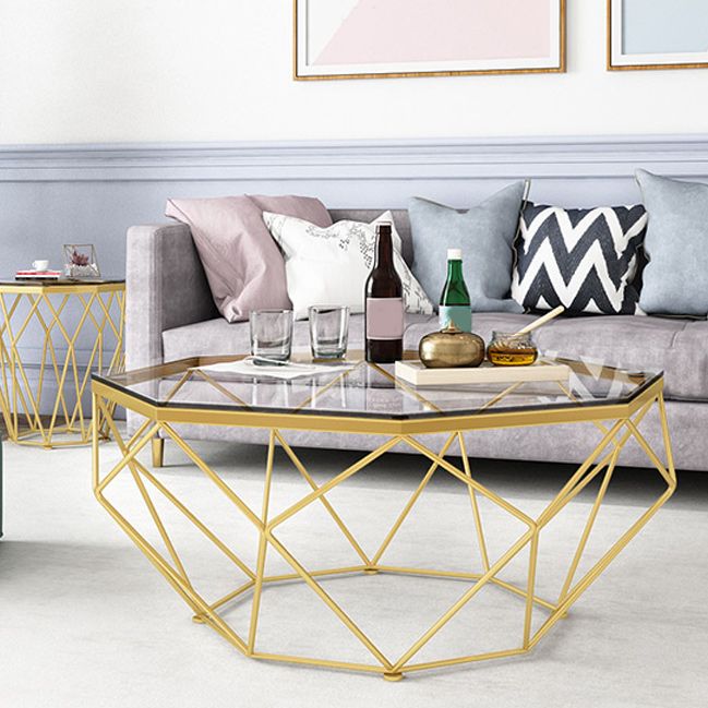 グラスコーヒーテーブル17.72 "Hリビングルーム用のフレームカクテルテーブル