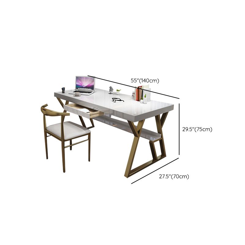 Solid Wood Rectangular Writing Desk 29.53-inch Tall Office Desk with Shelf Clearhalo 'furn' 'furn_office_desk' 'Furniture' 'Office Desks' 'Office Furniture' 'office_desk' 1200x1200_4b03e79b-098e-4338-8ec7-d7549e3ed9e4