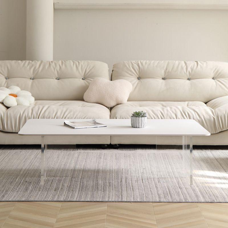 Contemporary White Stone Coffee Table Rectangle Single Cocktail Table