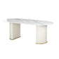 Oval Sintered Stone Dining Table Traditional Luxury Double Pedestal Table Clearhalo 'Dining Tables & Seating' 'Dining Tables' 'dining_table' 'furn' 'furn_dining_table' 'Furniture' 'furniture_dining_table' 'Kitchen & Dining Furniture' 'kitchen' 'kitchen_dining_table' 1200x1200_4b060765-2575-42f1-892a-ce5c5fdd3f97
