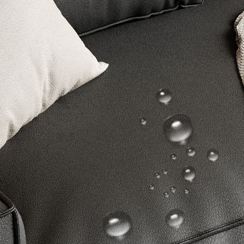 Faux Leather Square Arm Standard Sofa with Bolster Pillows, Stain Resistant Clearhalo 'furn' 'furn_sofas' 'Furniture' 'furniture_sofas' 'kitchen' 'kitchen_sofas' 'Living Room Furniture' 'Sofa' 'sofas' 1200x1200_4b07eed6-6a9c-4203-902b-a0a73615faf4