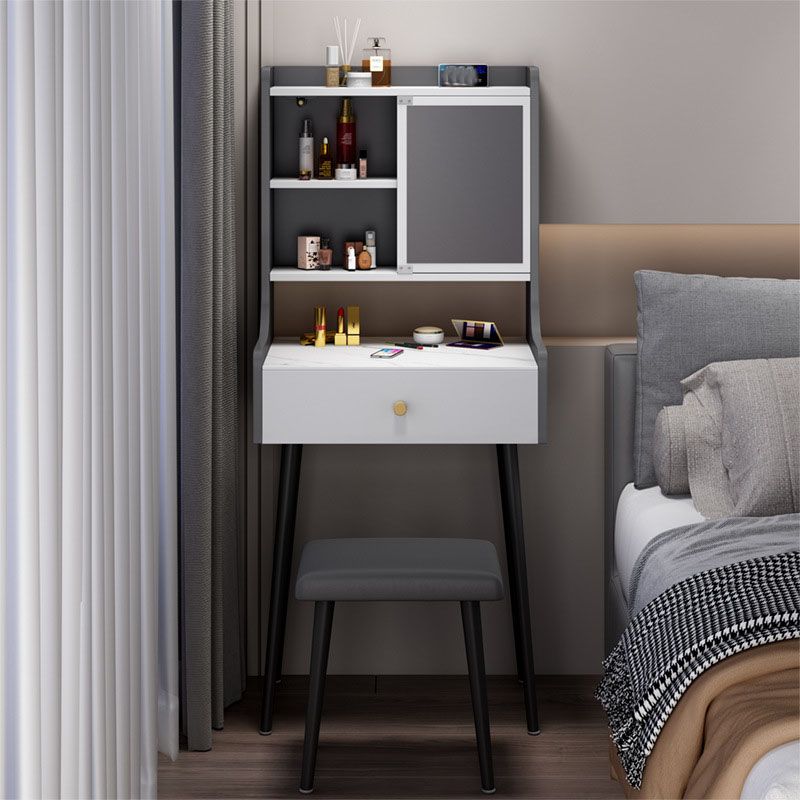 Zeitgenössischer Stein -Top -Waschtisch mit Aufbewahrung in Schwarz/Grau