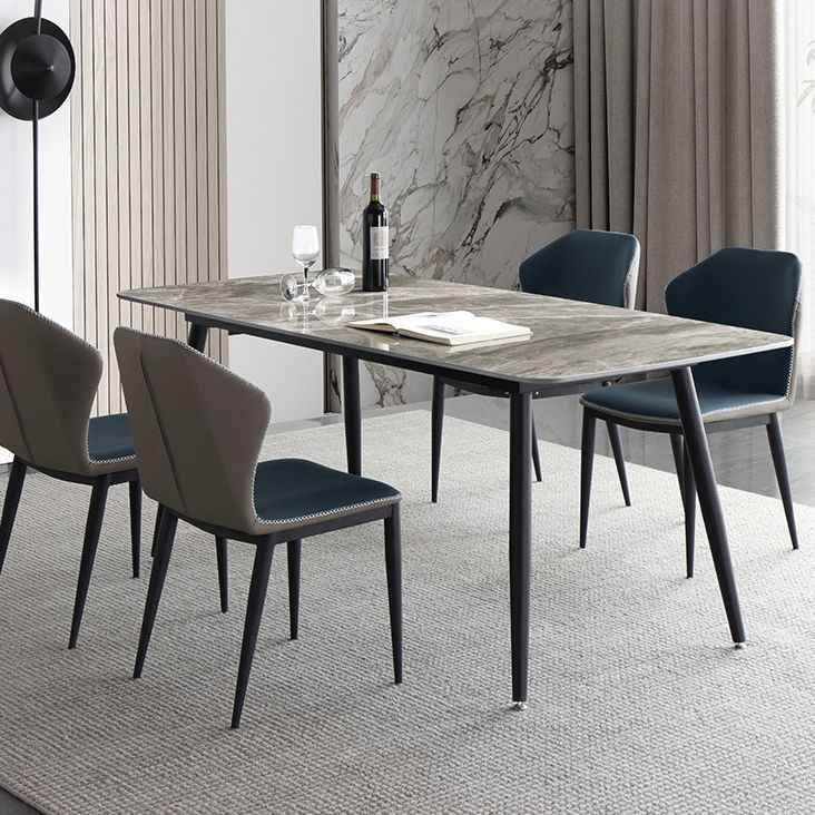 Industrial Sintered Stone Table Rectangle Shape Standard Dining Table with 4 Legs Base Clearhalo ' dining_table' 'Dining Tables & Seating' 'Dining Tables' 'furn' 'furn_dining_table' 'Furniture' 'furniture_dining_table' 'Kitchen & Dining Furniture' 'kitchen&dining_furn' 'kitchen' 'kitchen_dining_table' 1200x1200_4b08883c-9084-4d71-bed4-7770e66df049
