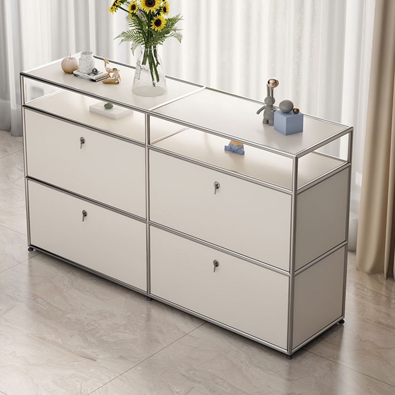 Sideboard in metallo di colore bianco Sideboard da pranzo in stile moderno per soggiorno