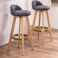 Modern Solid Wood base Bar Stool Upholstered Footrest Bar Stool