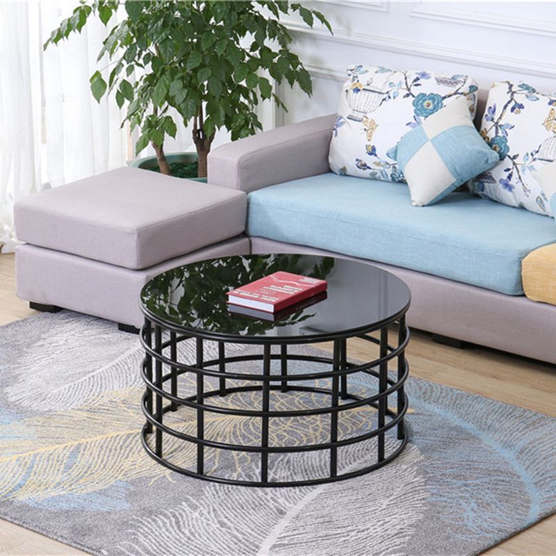 Contemporary Simple Glass Round Coffee Cocktail Table - 17.7" H Clearhalo 'Coffee & Accent Tables' 'Coffee Tables' 'coffee_tables' 'furn' 'furn_coffee_tables' 'Furniture' 'Living Room Furniture' 1200x1200_4b0b2bef-5e04-4866-af9e-b3244815920e