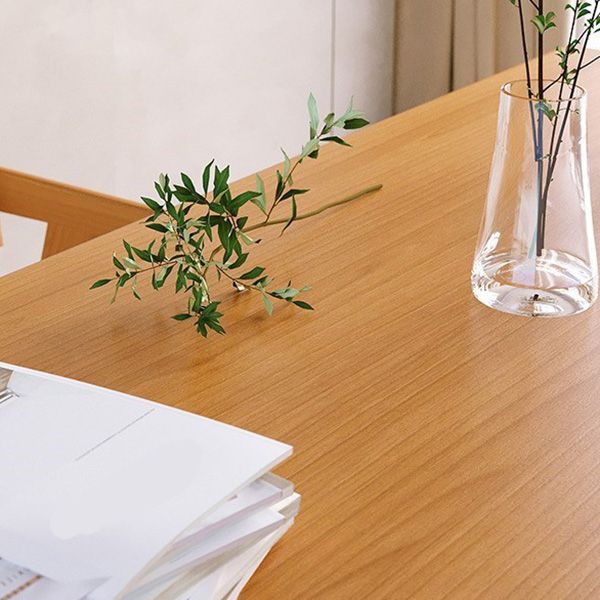 Modern Pine Wood Dining Table Rectangle Table with Double Pedestal Base for Dining Room