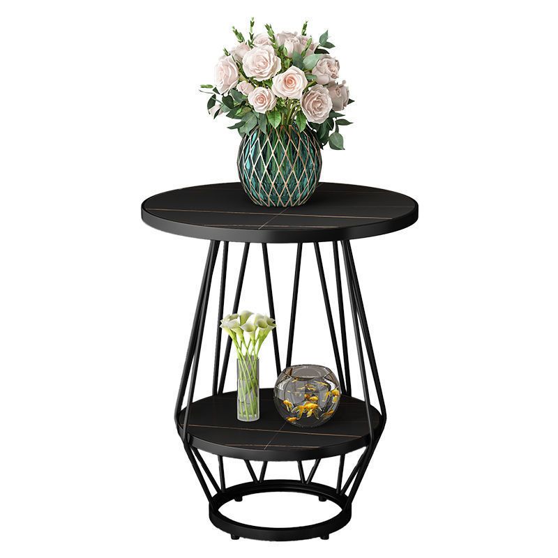 Modern Round Side Table 24.4-inch Gold/Black Metal Frame End Table Clearhalo 'Coffee & Accent Tables' 'End & Side Tables' 'end_side_tables' 'furn' 'furn_end_side_tables' 'Furniture' 'Living Room Furniture' 1200x1200_4b0de346-1433-4700-9b15-b429aeb50d78