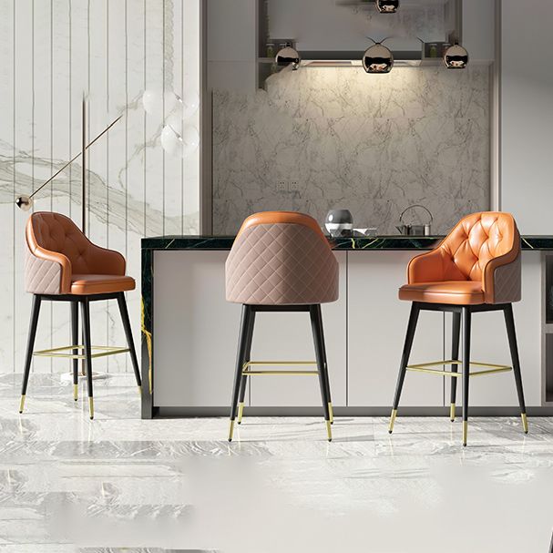 Taburete de barra de cuero glamoroso taburete de respaldo de respaldo para bristol con patas de metal