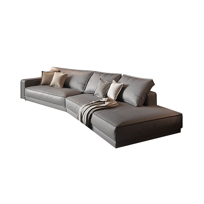 Modern Light Gray Curved Sofa Genuine Leather Corner Sectional for Apartment Clearhalo 'furn' 'furn_sectionals' 'Furniture' 'furniture_sectionals' 'Living Room Furniture' 'Sectionals' 1200x1200_4b0ec312-165c-4fee-9da6-6c5c366da5f8