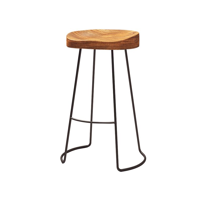 Modern Armless Backless Counter Stool Iron Cafe Bar Stool with Wooden Seat Clearhalo 'Bar Furniture' 'Bar Stools' 'bar_stools' 'furn' 'furn_bar_stools' 'furniture_bar_stools' 'Kitchen & Dining Furniture' 'kitchen&dining_furn' 'kitchen' 'kitchen_furn' Furniture' 1200x1200_4b0f265e-a8ef-4f5b-a733-481fc27a006b