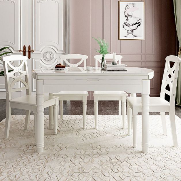 Contemporary Glass Top Dining Room Set 4 Legs Base for Kitchen Clearhalo 'Dining Room Sets' 'Dining Tables & Seating' 'dining_room_set' 'furn' 'furn_dining_room_set' 'Furniture' 'Kitchen & Dining Furniture' 1200x1200_4b1008d1-dd13-45e6-9674-94c8b50f7d31