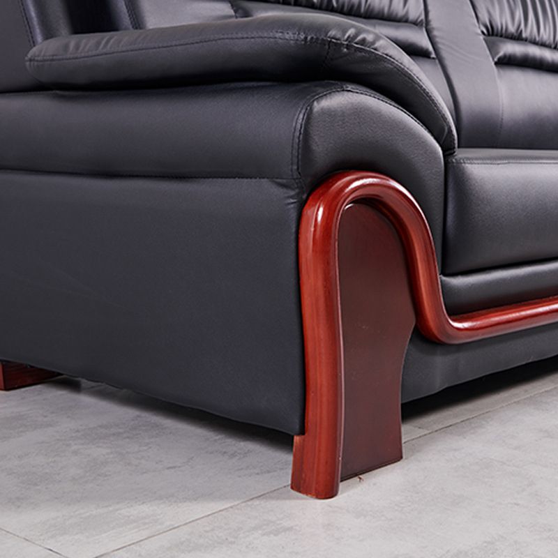 Modern Leather Sofa 34.65" Wide Pillow Top Arm in Black for Living Room Clearhalo 'furn' 'furn_sofas' 'Furniture' 'Living Room Furniture' 'Sofa' 'sofas' 1200x1200_4b11533a-f21f-441c-86e7-73de95e8eff9