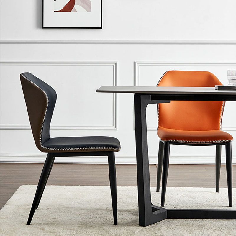 Industrial Armless Wingback Parsons Chair for Kitchen Faux Leather Dining Chairs Clearhalo ' kitchen&dining_furn' 'Dining Chairs' 'Dining Tables & Seating' 'dining_chair' 'furn' 'furn_dining_chair' 'Furniture' 'furniture_dining_chair' 'Kitchen & Dining Furniture' 'kitchen' 1200x1200_4b12a46e-5f1d-4258-b73d-83dfbab9bdb8