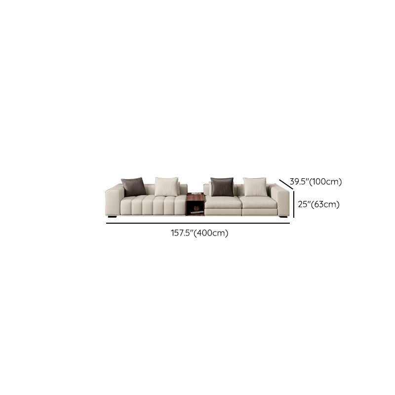 Contemporary Sofa Faux Leather Tufted Off-White Convertible Sofa for Living Room Clearhalo 'furn' 'furn_sofas' 'Furniture' 'Living Room Furniture' 'Sofa' 'sofas' 1200x1200_4b14e1ac-c8f1-468f-9ef0-530b968f58f7