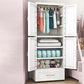 Beige and White Wardrobe Armoire Contemporary Style Plastic Wardrobe Cabinet