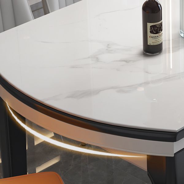 Drop-Leaf Dining Table Round White Dinner Table with Wooden Base Clearhalo 'Dining Tables & Seating' 'Dining Tables' 'dining_table' 'furn' 'furn_dining_table' 'Furniture' 'Kitchen & Dining Furniture' 1200x1200_4b16e3b5-82bf-4b59-ba48-4a97fe835716