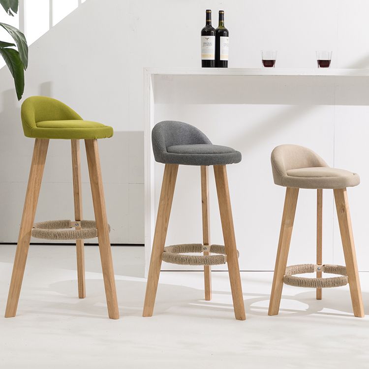 Modern Fabric Footrest Bar Stool Indoor Low Back Round Counter Stool with Wood Legs Clearhalo 'Bar Furniture' 'Bar Stools' 'bar_stools' 'furn' 'furn_bar_stools' 'furniture_bar_stools' 'Kitchen & Dining Furniture' 'kitchen&dining_furn' 'kitchen' 'kitchen_furn' Furniture' 1200x1200_4b1a2efd-3913-45a8-8a74-823d1d90142c