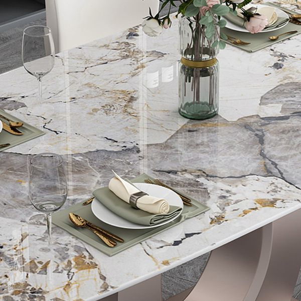 Luxury Sintered Stone Top Table Rectangle Table with Single Pedestal in Rose Gold Clearhalo 'Dining Tables & Seating' 'Dining Tables' 'dining_table' 'furn' 'furn_dining_table' 'Furniture' 'Kitchen & Dining Furniture' 1200x1200_4b1a9443-b844-41c1-b38e-a00858c279b4