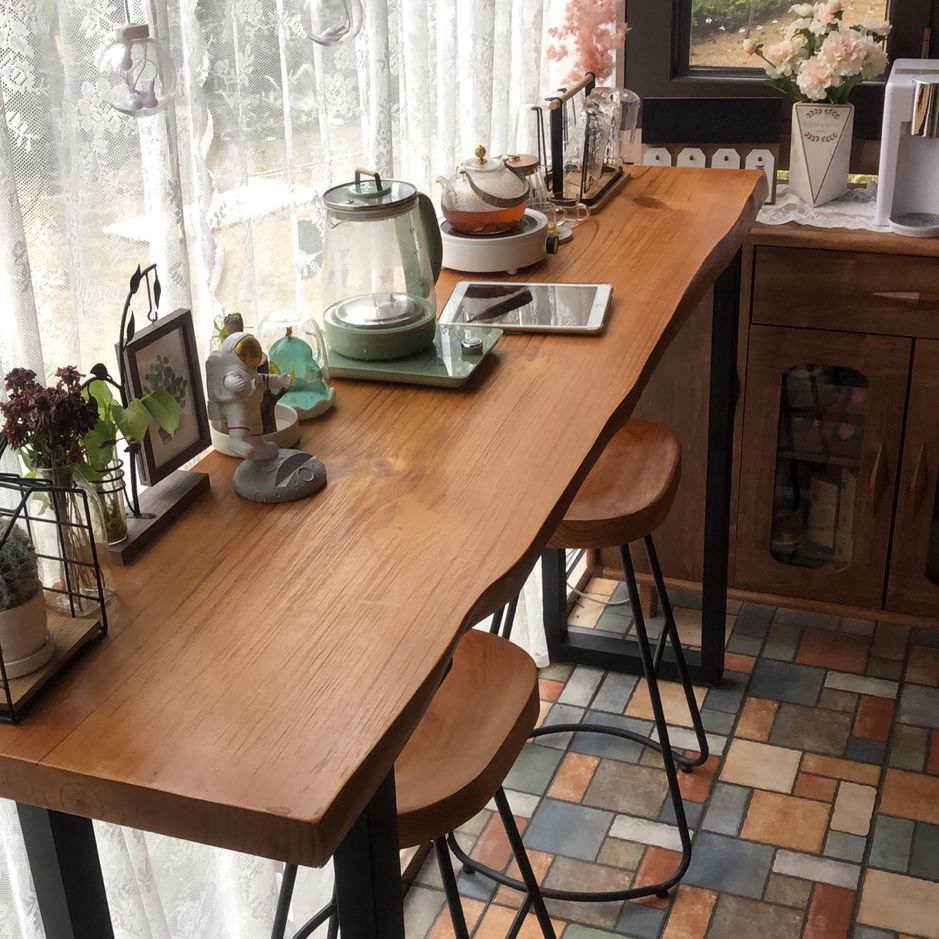 Brown Modern Style in Solid Wood and Iron Coffee Shop Lounge Bar Table Clearhalo 'Bar Furniture' 'Bar Tables' 'bar_tables' 'furn' 'furn_bar_tables' 'Furniture' 'furniture_bar_tables' 'Kitchen & Dining Furniture' 1200x1200_4b1aa8a6-eca5-43b8-a4da-12390eb38898