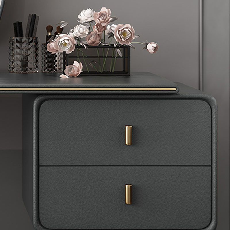 Zeitgenössisches Kunstleder und Holz 2-Draste Make-up Eitelkeitschalter