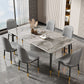 Glam Style Rectangle Dining Table Stone Top Dining Room Table Clearhalo 'Dining Tables & Seating' 'Dining Tables' 'dining_table' 'furn' 'furn_dining_table' 'Furniture' 'Kitchen & Dining Furniture' 1200x1200_4b1b172c-570a-442b-9cb5-136a27b7b62d
