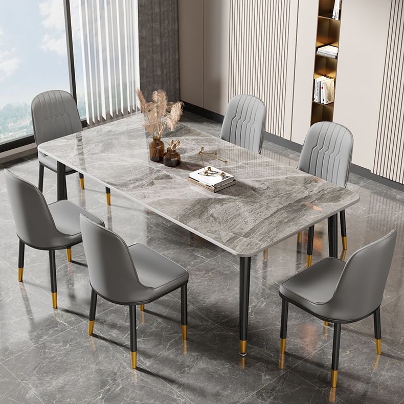Glam Style Rectangle Dining Table Stone Top Dining Room Table Clearhalo 'Dining Tables & Seating' 'Dining Tables' 'dining_table' 'furn' 'furn_dining_table' 'Furniture' 'Kitchen & Dining Furniture' 1200x1200_4b1b172c-570a-442b-9cb5-136a27b7b62d