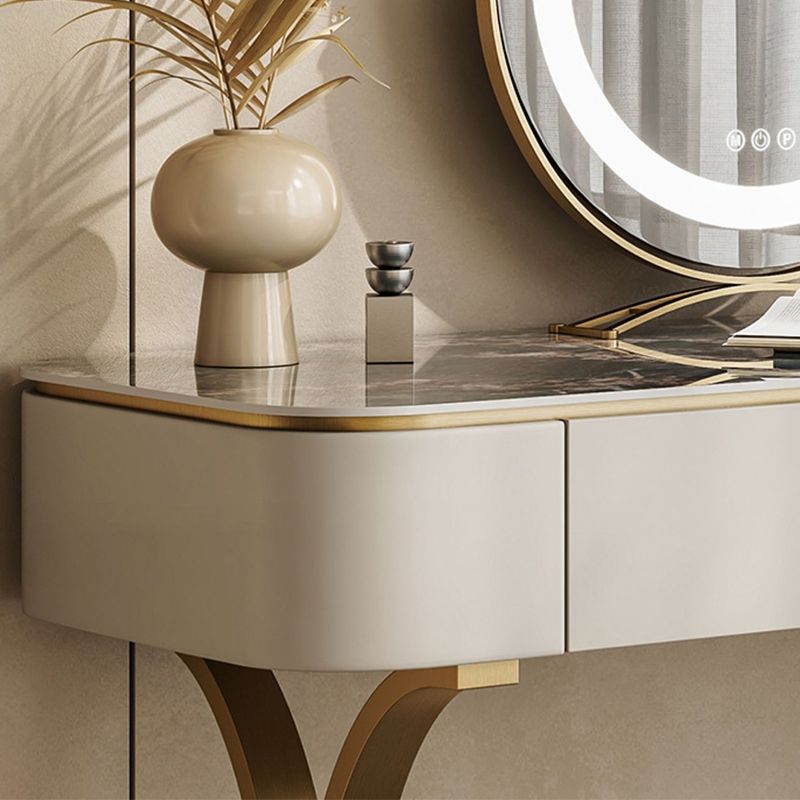 1 Drawer, 29.53" High Vanity Set with Stool, Stone Top Dresser