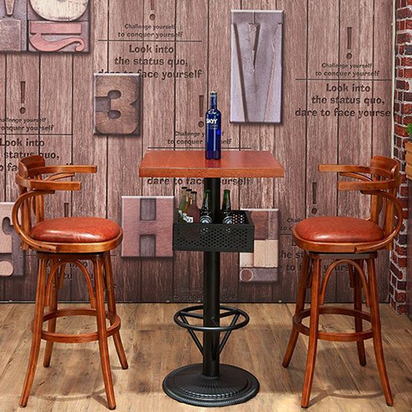 Industrial Solid Wood Bar Table Set 1/3/4/5 Pieces Counter Table with High Stools Clearhalo 'Bar Furniture' 'furn' 'furn_home_bar_bar_sets' 'Furniture' 'Home Bars & Bar Sets' 'home_bar_bar_sets' 'Kitchen & Dining Furniture' 1200x1200_4b1da69e-bc59-472b-8086-5b782a8d67f6