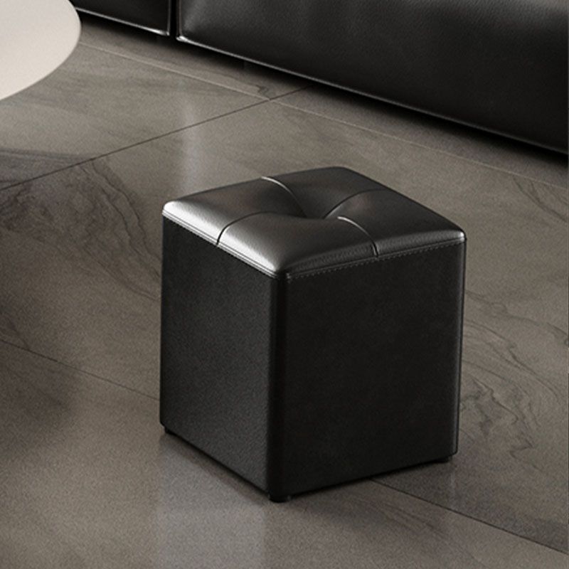 Glam Pouf Ottoman Genuine Leather Stain Resistant Upholstered Square Ottoman Clearhalo 'furn' 'furn_ottomans_poufs' 'Furniture' 'Living Room Furniture' 'Ottomans & Poufs' 'ottomans_poufs' 1200x1200_4b21fe7d-7568-4853-95c1-b0894316e02a