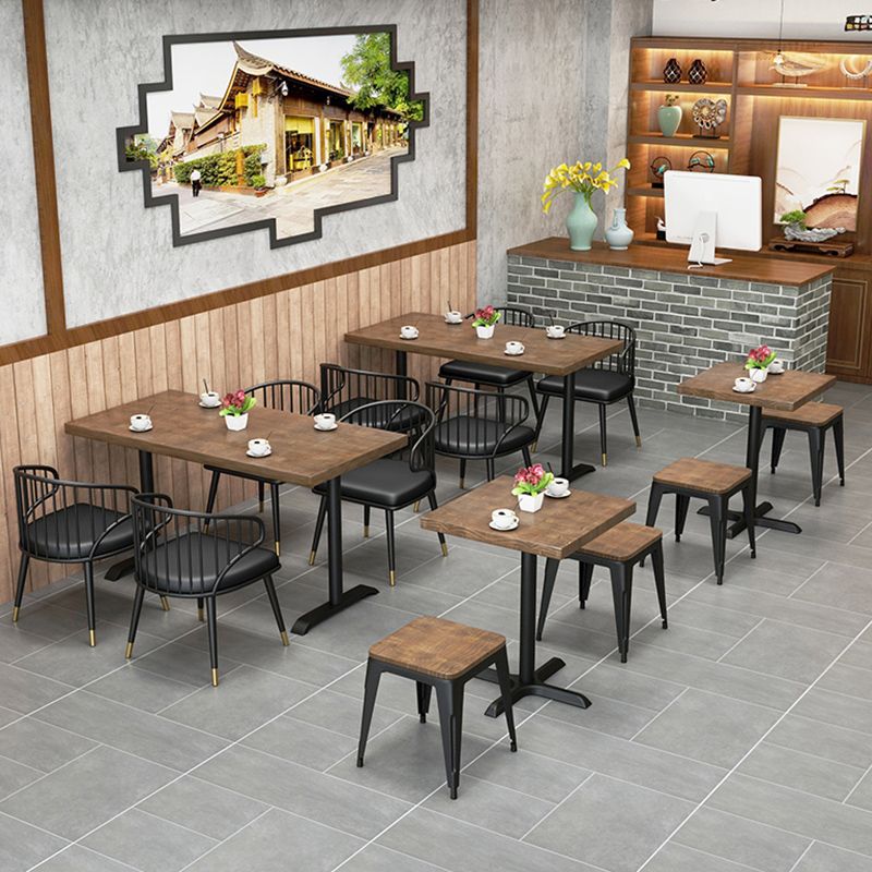 Solid Wood Dining Table Industrial Square Dining Table with Metal Base Clearhalo 'Dining Tables & Seating' 'Dining Tables' 'dining_table' 'furn' 'furn_dining_table' 'Furniture' 'furniture_dining_table' 'Kitchen & Dining Furniture' 'kitchen' 'kitchen_dining_table' 1200x1200_4b2337b1-f940-40b5-82cd-d62a99849009