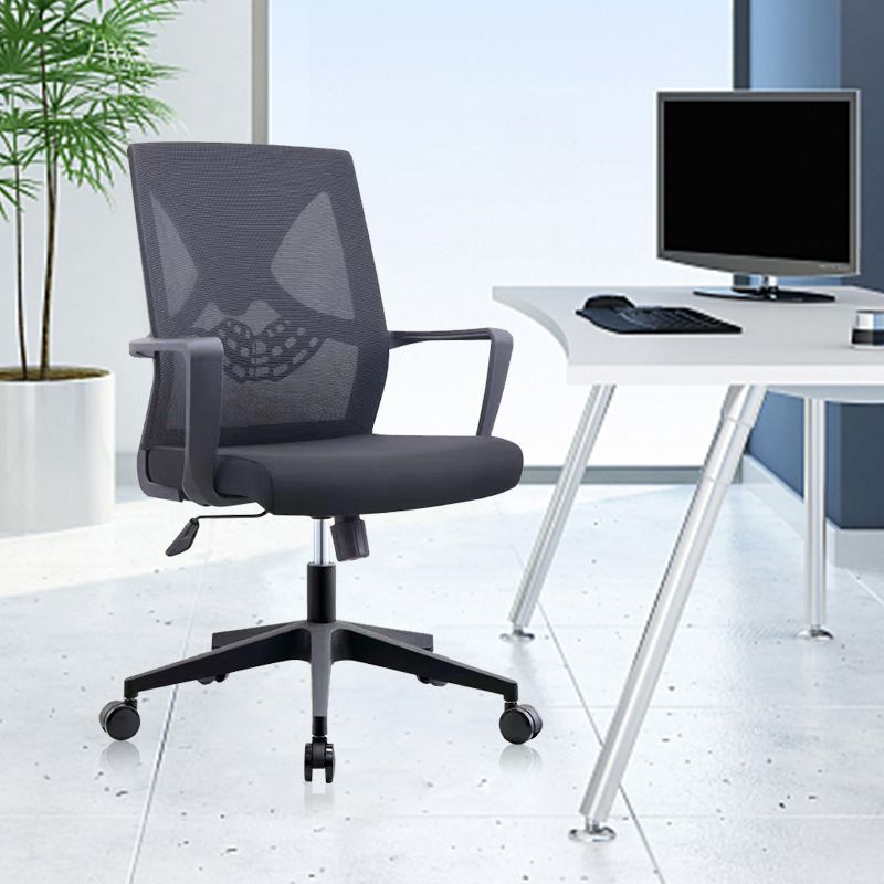 Contemporary Arm Chair Fixed Arms Plastic Lumbar Support Black Office Chair Clearhalo 'furn' 'furn_office_chair' 'Furniture' 'Office Chairs' 'Office Furniture' 'office_chair' 1200x1200_4b23d035-bbaf-4f2f-bded-77a93e253845