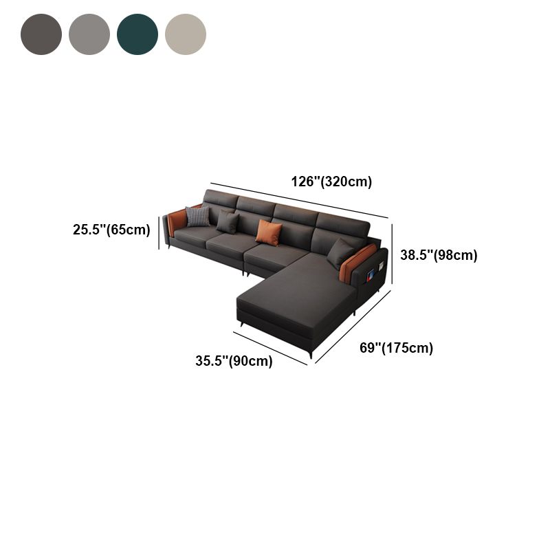 Pillow Arms Sectional Contemporary Stain-Resistant Faux Leather 4-Seater Sofa