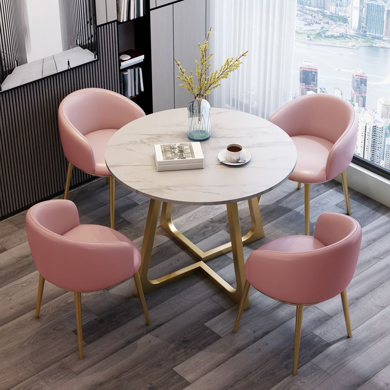 Sintered Stone Top Modern White Table for Restaurant Round Dining Table with Pedestal Base Clearhalo 'Dining Tables & Seating' 'Dining Tables' 'dining_table' 'furn' 'furn_dining_table' 'Furniture' 'furniture_dining_table' 'Kitchen & Dining Furniture' 'kitchen' 'kitchen_dining_table' 1200x1200_4b257ab8-3dae-4439-ab0f-95113819a36c