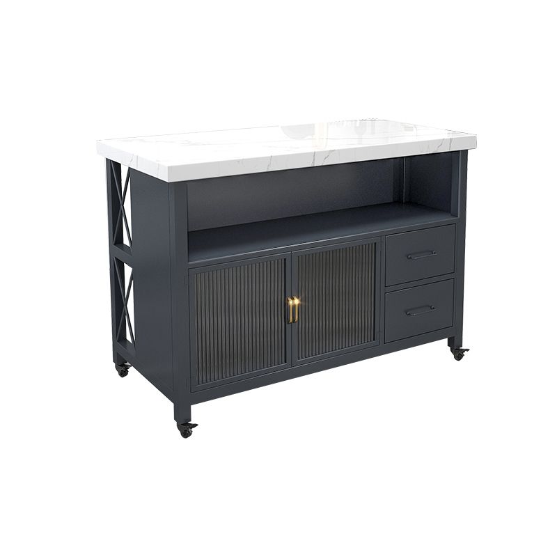 Contemporary Marble Kitchen Trolley Stationary Kitchen Trolley with Drawer Clearhalo 'furn' 'furn_kitchen_islands_carts' 'Furniture' 'Kitchen & Dining Furniture' 'Kitchen Islands & Carts' 'kitchen_islands_carts' 1200x1200_4b26403f-997c-41cc-a0f8-a6997061355f