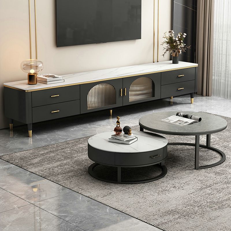 Frame Coffee Table Set Slate Cocktail Table with Storage Drawers Clearhalo 'Coffee & Accent Tables' 'Coffee Tables' 'coffee_tables' 'furn' 'furn_coffee_tables' 'Furniture' 'Living Room Furniture' 1200x1200_4b272db6-be40-40f0-b246-f996a63aaa76