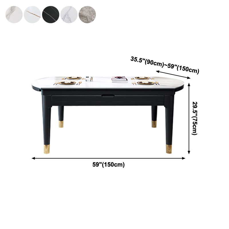 Glam Round Shape Kitchen Table Extendable Sintered Stone Dining Table with 4 Legs Base Clearhalo ' dining_table' 'Dining Tables & Seating' 'Dining Tables' 'furn' 'furn_dining_table' 'Furniture' 'furniture_dining_table' 'Kitchen & Dining Furniture' 'kitchen&dining_furn' 'kitchen' 'kitchen_dining_table' 1200x1200_4b2a5e8e-bf20-460d-9913-89e9584cd522