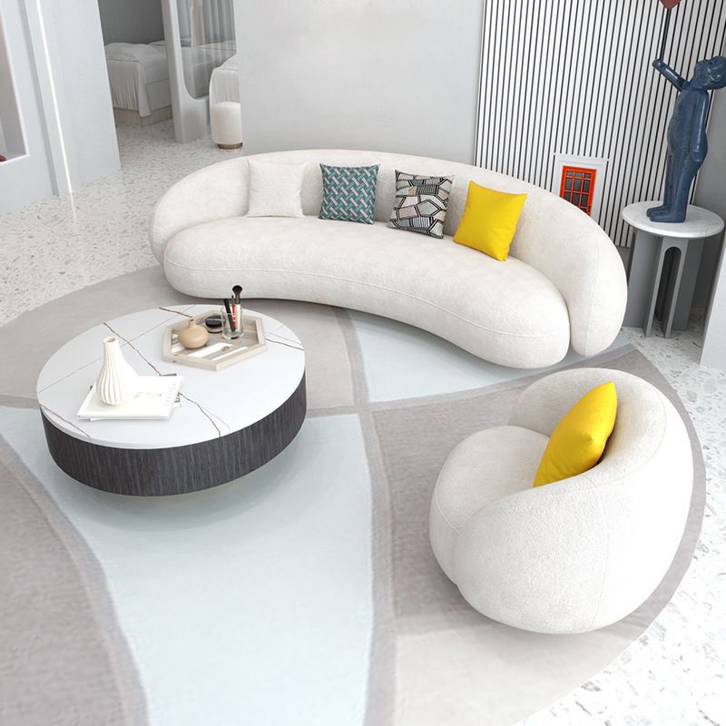 23.62" High Sloped Arm Sofa with 4 Pillows Wool Sofa in White Clearhalo 'furn' 'furn_sofas' 'Furniture' 'Living Room Furniture' 'Sofa' 'sofas' 1200x1200_4b2ad2d2-bf3e-4e12-8e96-d8cbb5e25f57