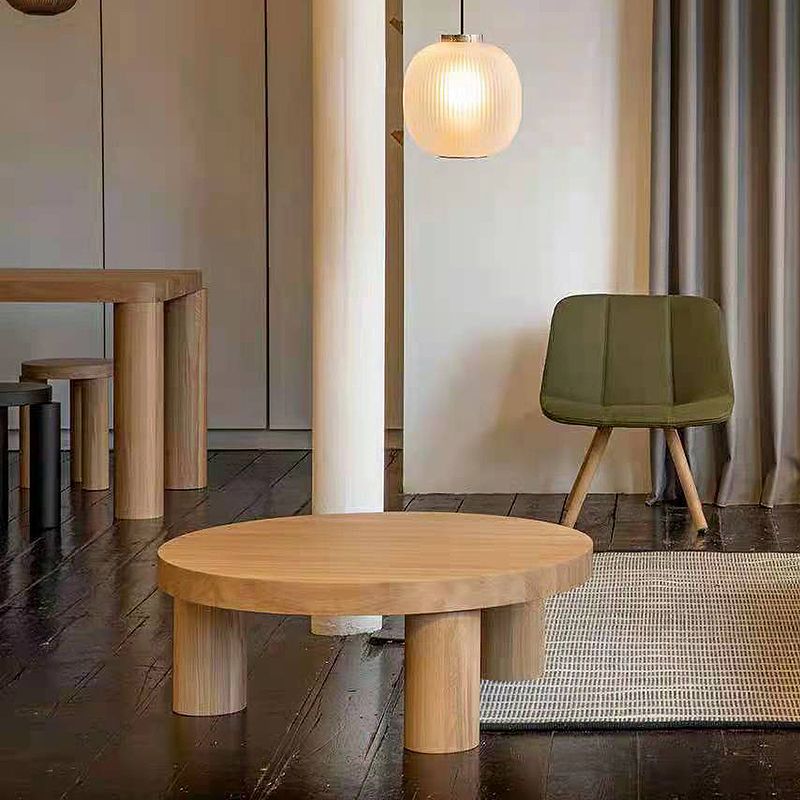 Scandinavian Wooden Round Coffee Cocktail Table 3 Legs Coffee Table Clearhalo 'Coffee & Accent Tables' 'Coffee Tables' 'coffee_tables' 'furn' 'furn_coffee_tables' 'Furniture' 'Living Room Furniture' 1200x1200_4b2ade2b-5974-4857-8ed0-ecf708e19c13