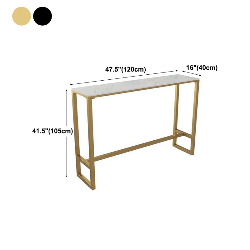 Glam Rectangle Faux Marble Pub Bar Table Iron Bar Dining Table with Trestle Pedestal Clearhalo 'Bar Furniture' 'Bar Tables' 'bar_tables' 'furn' 'furn_bar_tables' 'Furniture' 'furniture_bar_tables' 'Kitchen & Dining Furniture' 'kitchen&dining_furn' 'kitchen' 1200x1200_4b2cd594-44e1-435e-a8b1-69dba7ebbdb4